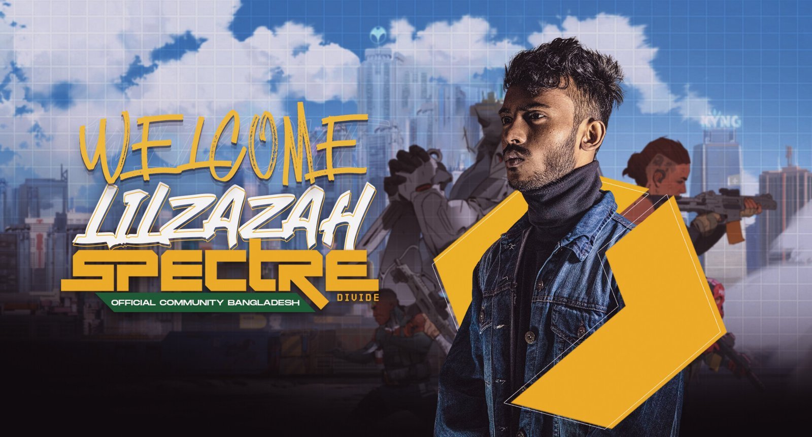 Welcome banner for the Spectre community with a featured member. Design by Karambit.